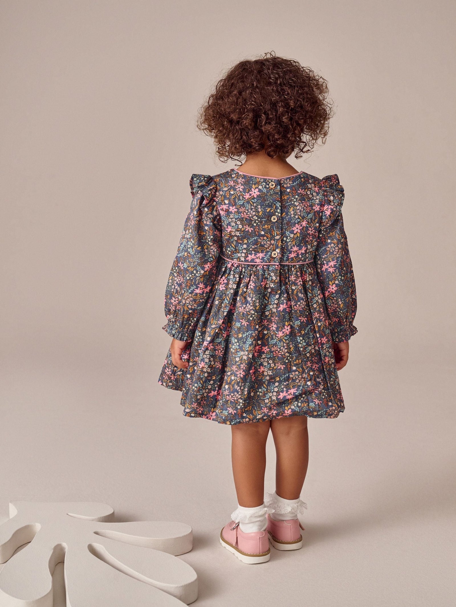 Multi Ditsy Frill Long Sleeve Dress (3mths-8yrs)
