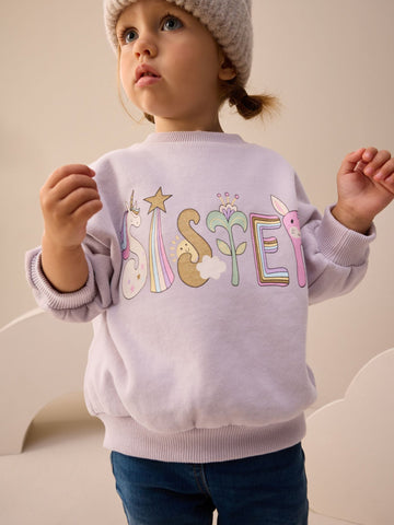 Lilac Purple Sister Crew Neck Sweatshirt (3mths-7yrs)