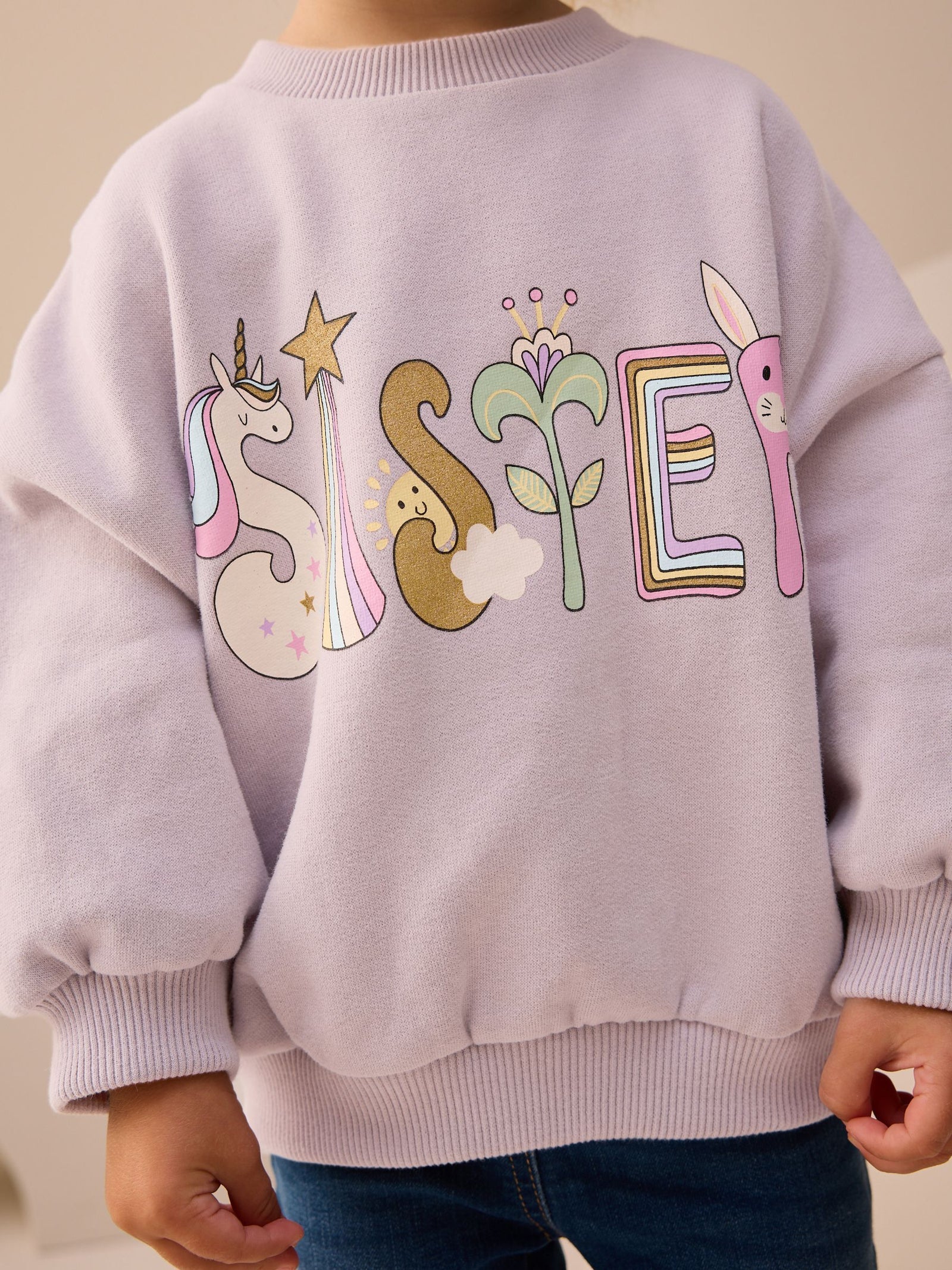 Lilac Purple Sister Crew Neck Sweatshirt (3mths-7yrs)