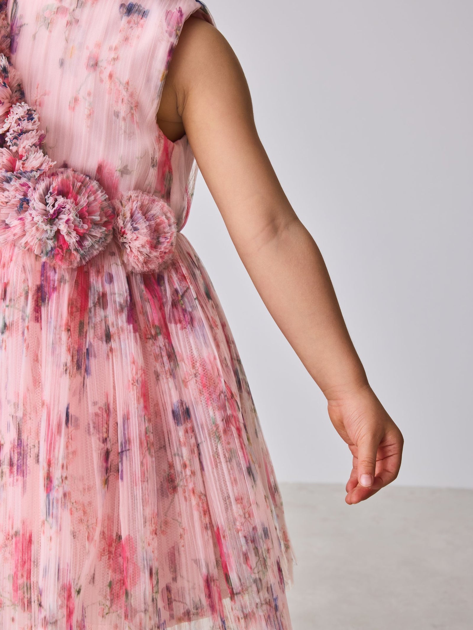 Baker by Ted Baker Crinkle Mesh 3D Ruffle Shoulder Occasion Dress