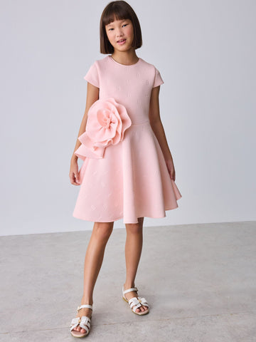 Baker by Ted Baker Pink 3D Corsage Embossed Scuba Dress