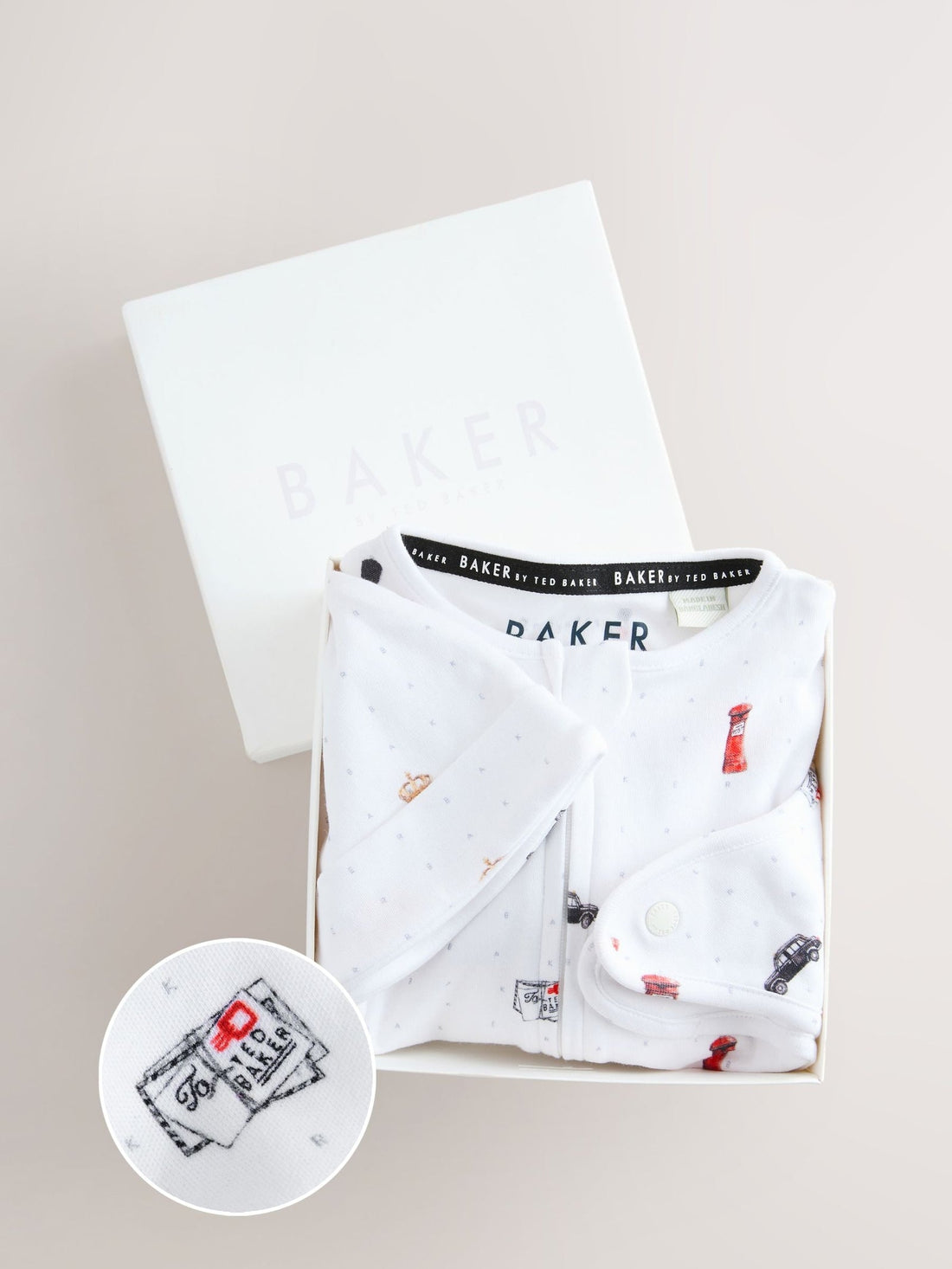 Baker by Ted Baker London Sleepsuit, Hat and Bib White Gift Set