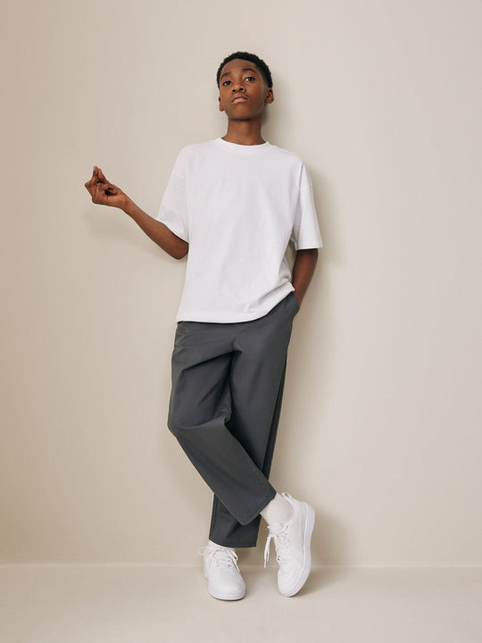 Charcoal Grey Pull On Woven Trousers (3-16yrs)