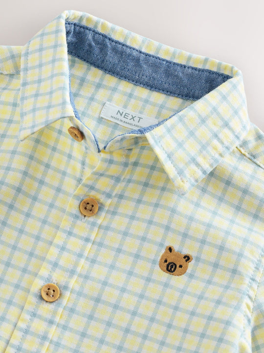 Yellow Gingham Character Long Sleeve Oxford Shirt (3mths-7yrs)