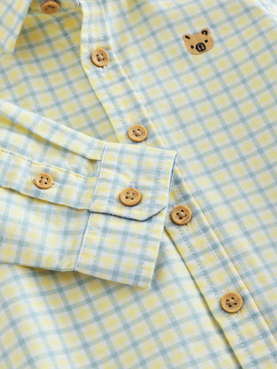 Yellow Gingham Character Long Sleeve Oxford Shirt (3mths-7yrs)