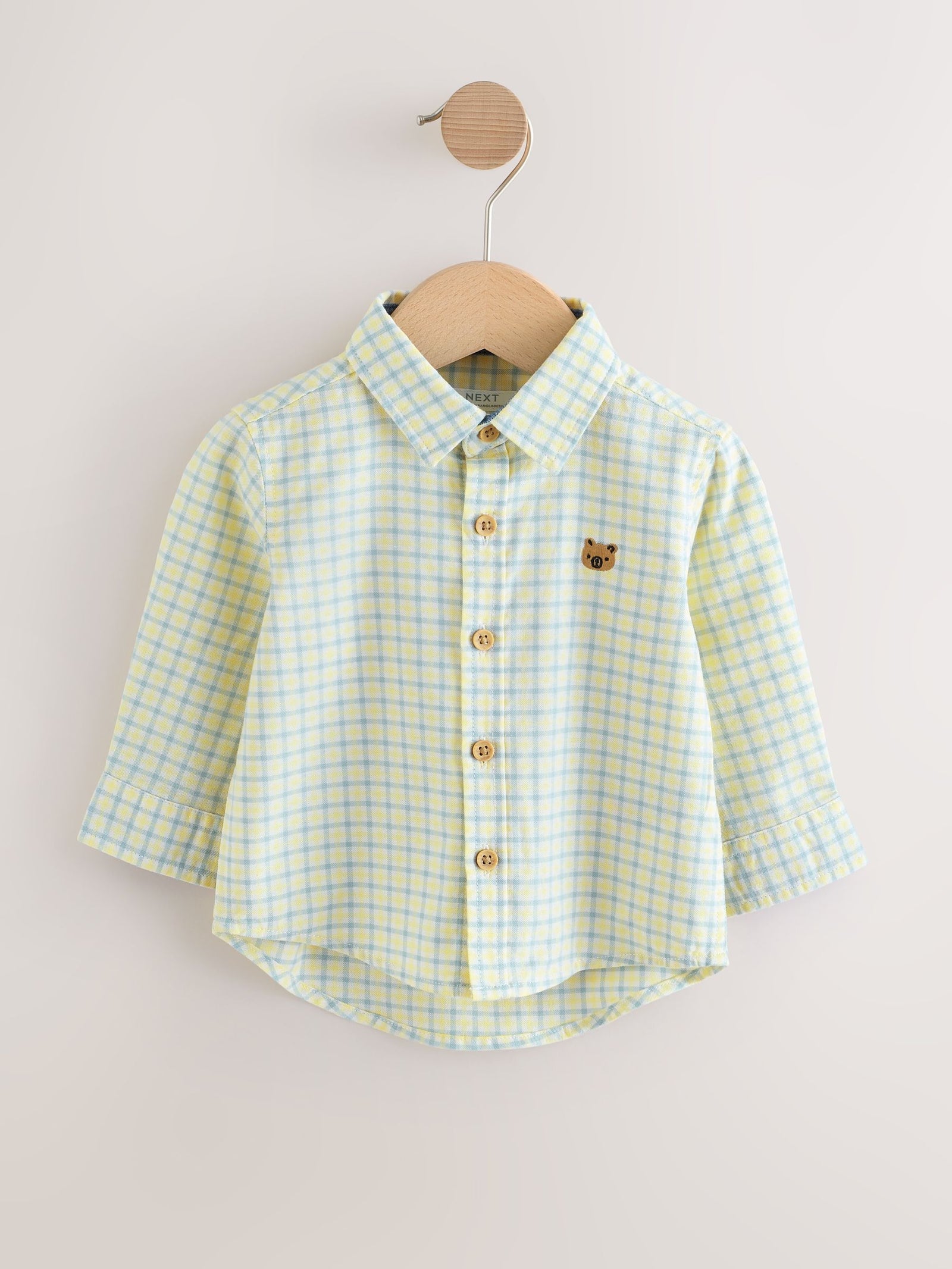 Yellow Gingham Character Long Sleeve Oxford Shirt (3mths-7yrs)