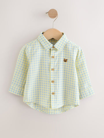Yellow Gingham Character Long Sleeve Oxford Shirt (3mths-7yrs)