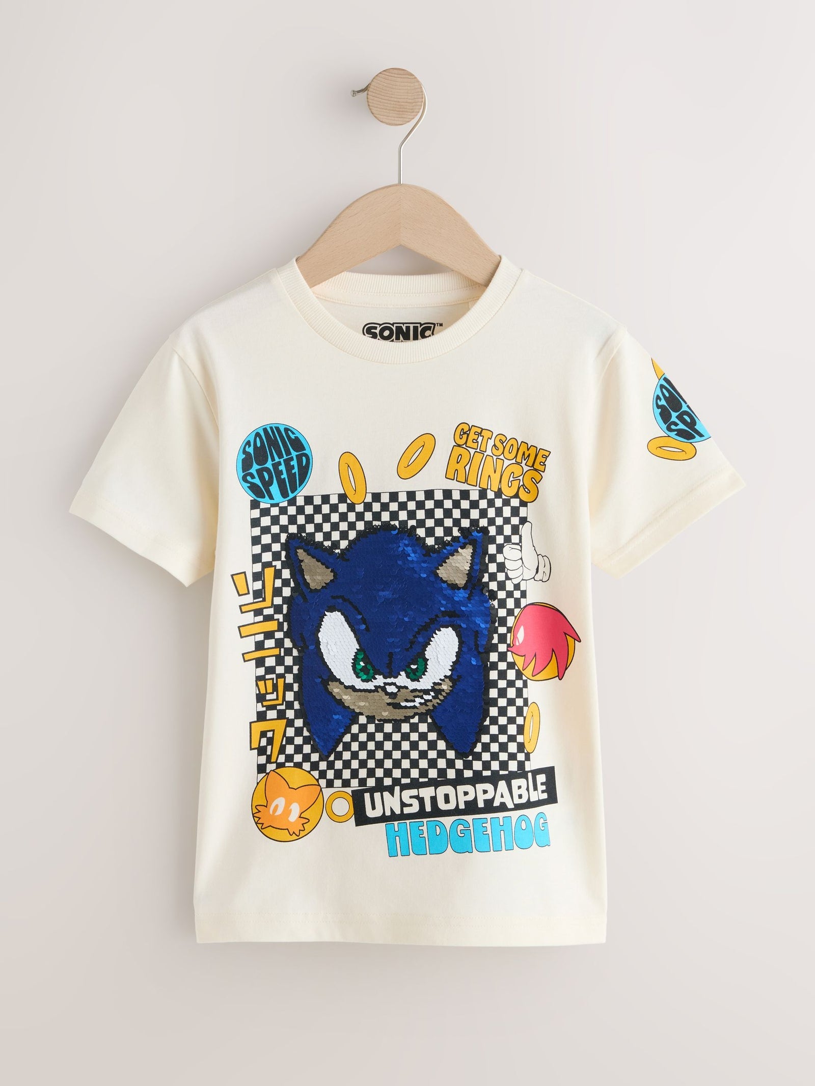 Ecru Sequin Sonic T-Shirt (3-16yrs)