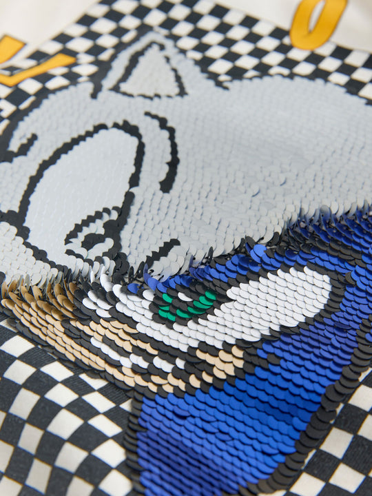 Ecru Sequin Sonic T-Shirt (3-16yrs)