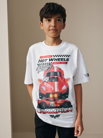 White Hot Wheels Short Sleeve T-Shirt (3-16yrs)