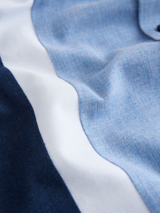 Blue/Navy Colourblock Stripe Short Sleeve Smart Shirt (3-16yrs)