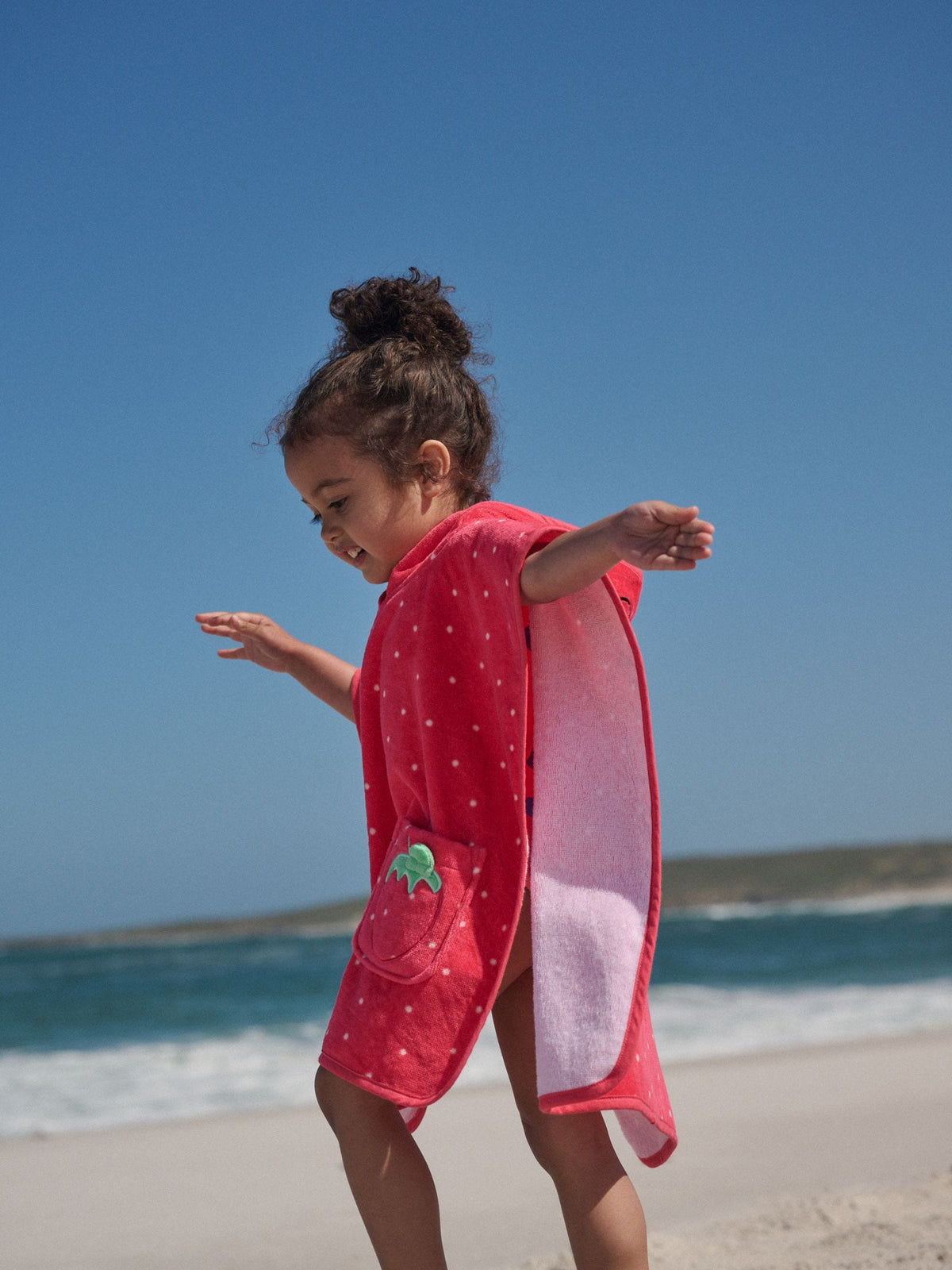 Red Strawberry Towelling Poncho (9mths-10yrs)