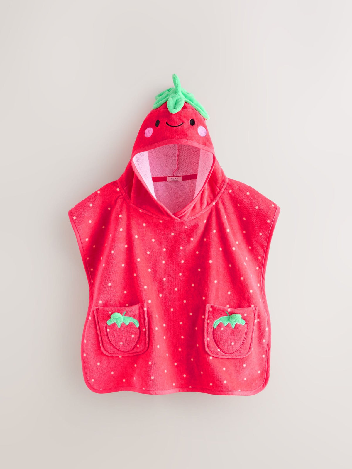 Red Strawberry Towelling Poncho (9mths-10yrs)