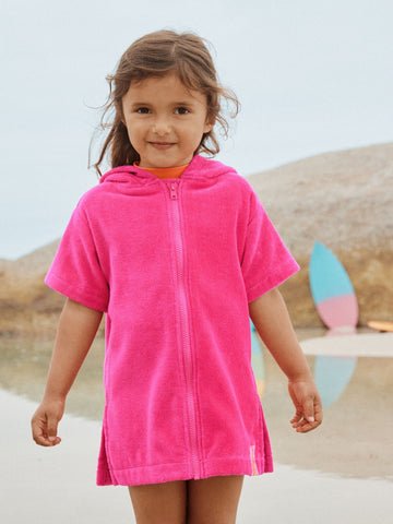 Pink Zip Towelling Poncho (3mths-7yrs)