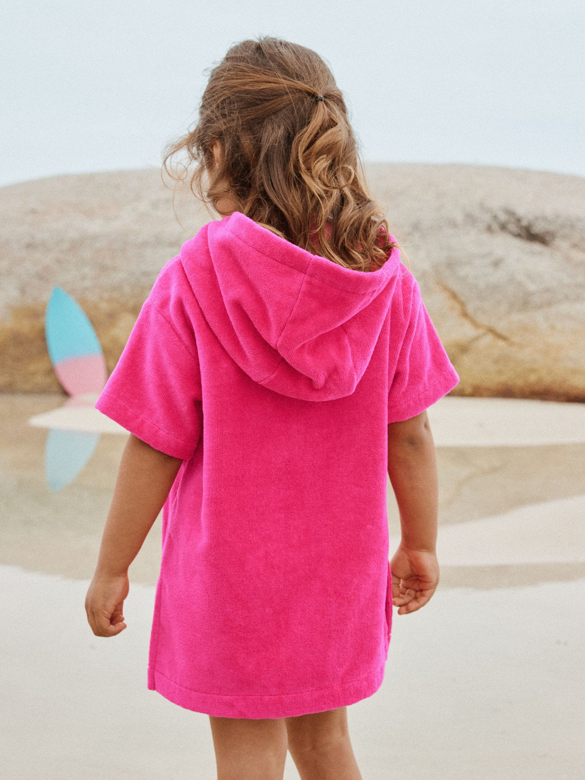 Pink Zip Towelling Poncho (3mths-7yrs)