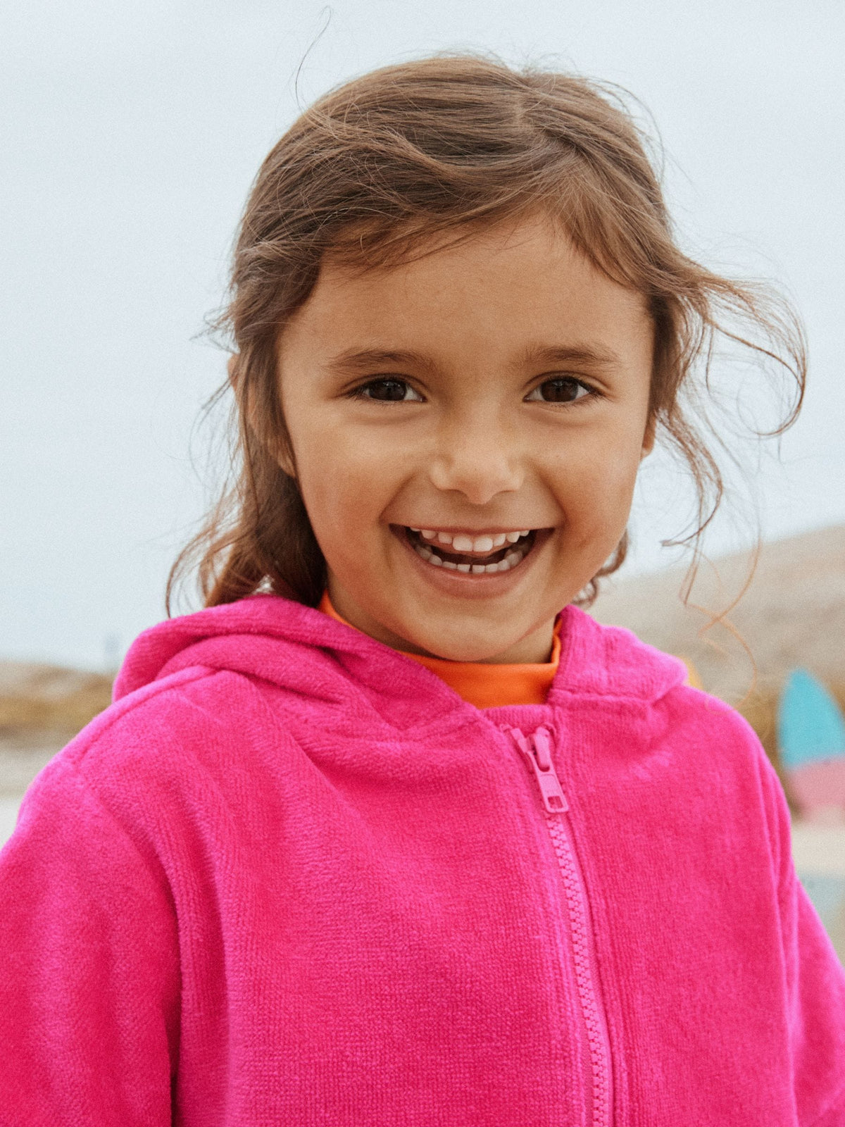 Pink Zip Towelling Poncho (3mths-7yrs)