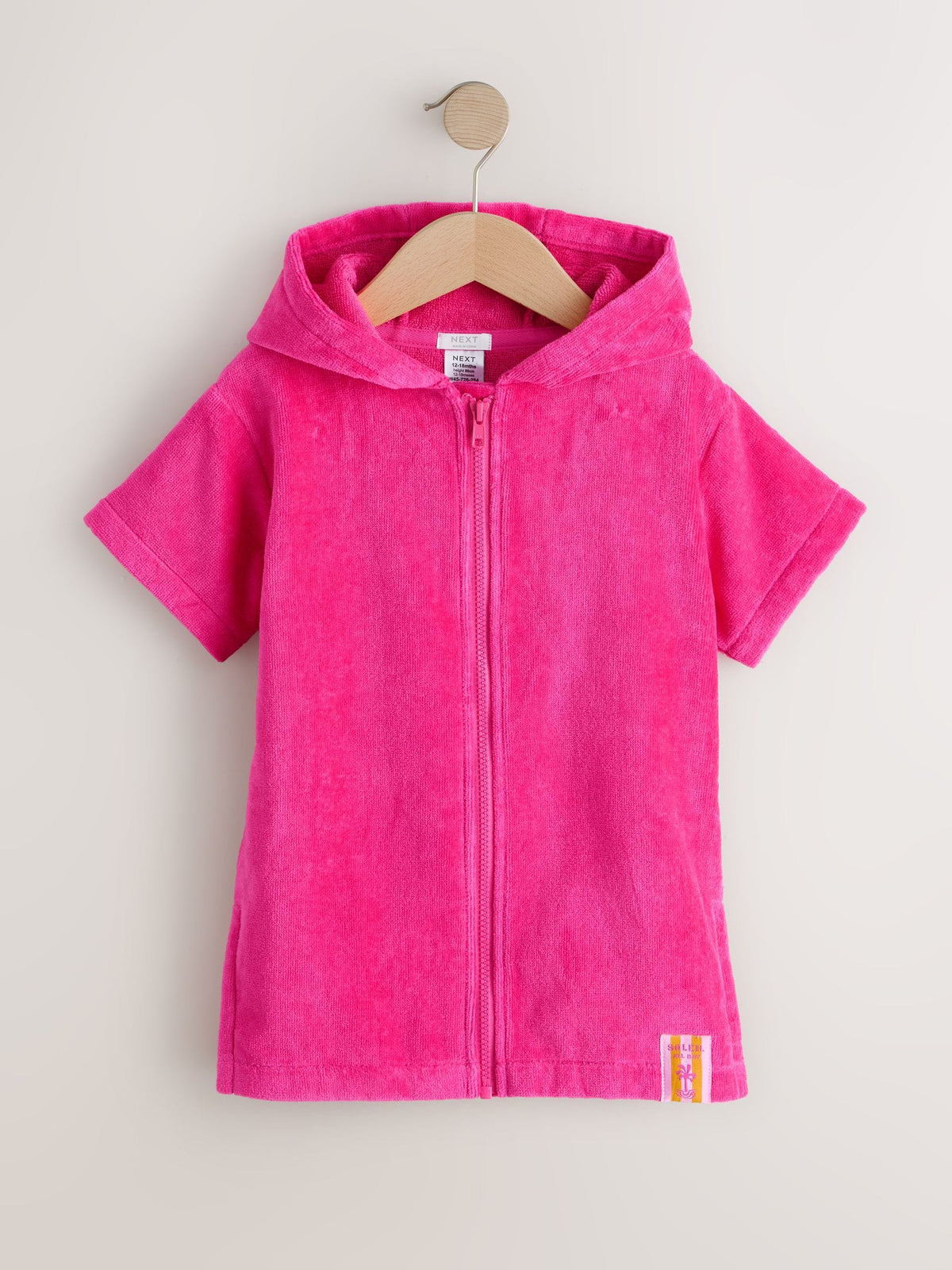 Pink Zip Towelling Poncho (3mths-7yrs)