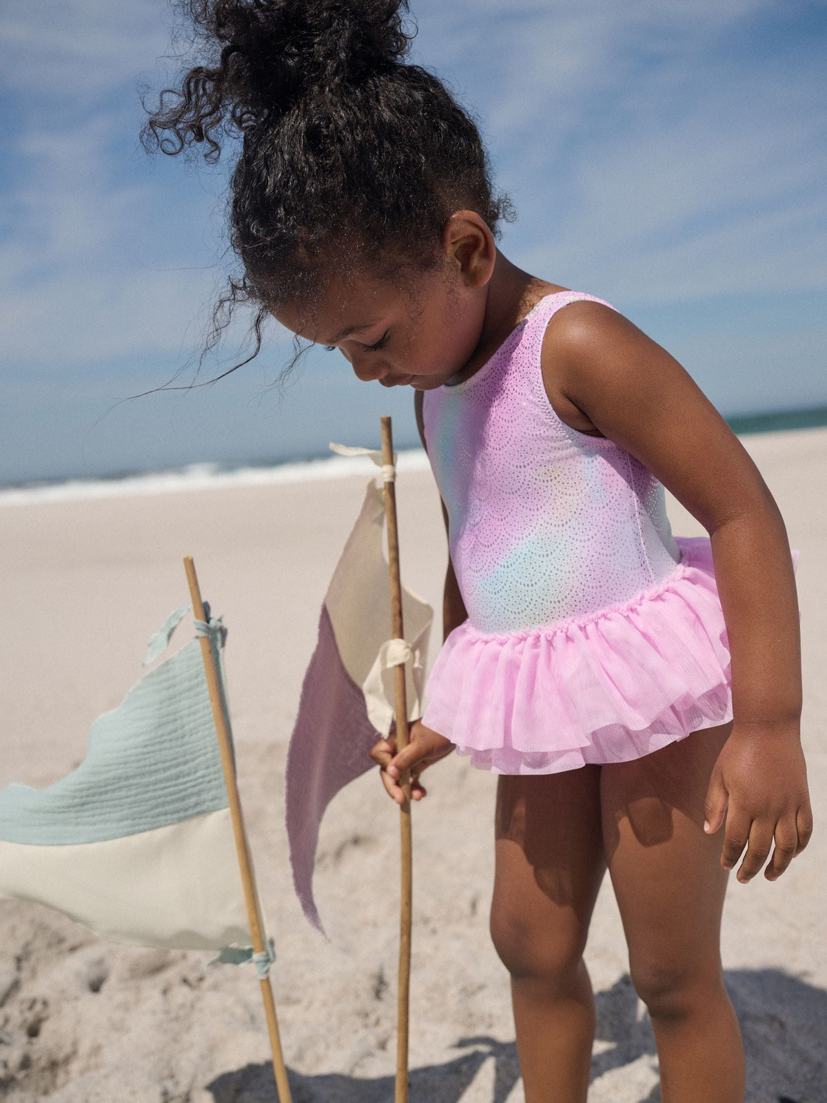 Pink Foil Mesh Tutu Swimsuit (3mths-7yrs)