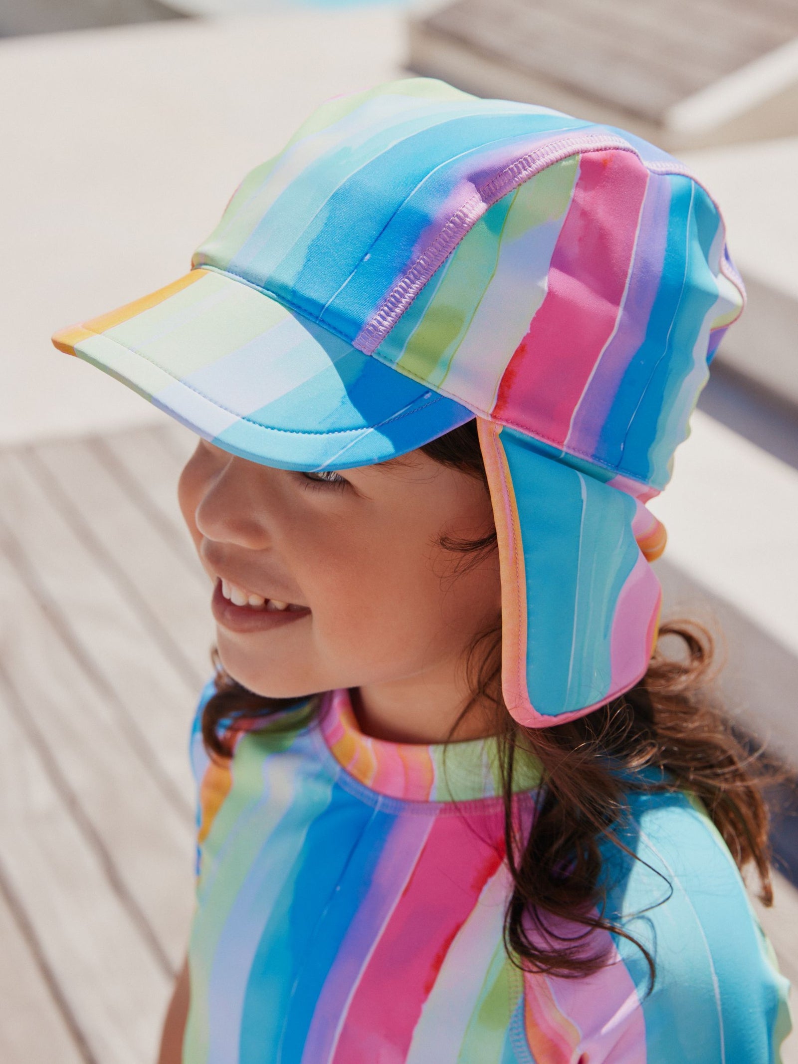 Rainbow Stripe Swim Legionnaire Hat (3mths-10yrs)
