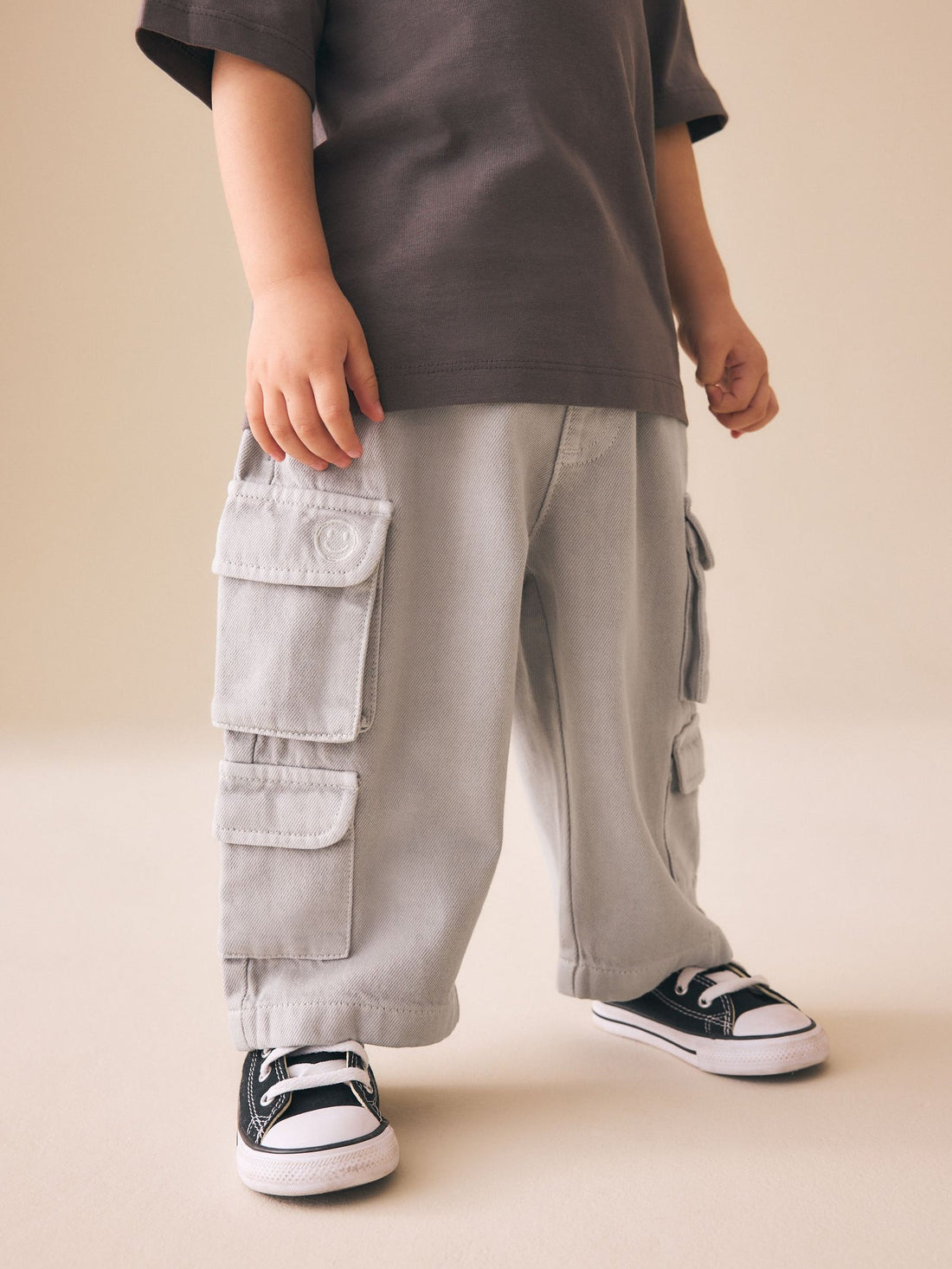 Grey 100% Cotton Cargo Trouser Jeans (3mths-7yrs)