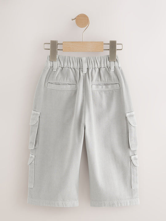Grey 100% Cotton Cargo Trouser Jeans (3mths-7yrs)