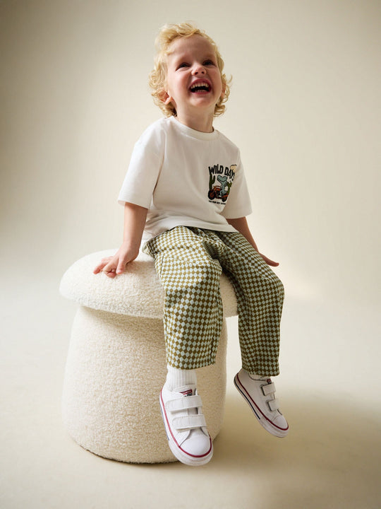Green/Blue Mini Harlequin Barrel Pull On Trousers (3mths-7yrs) (3mths-7yrs)