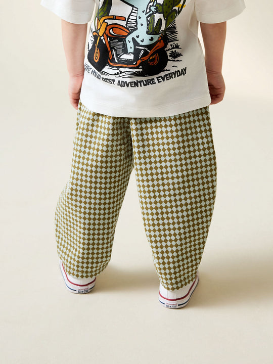 Green/Blue Mini Harlequin Barrel Pull On Trousers (3mths-7yrs) (3mths-7yrs)