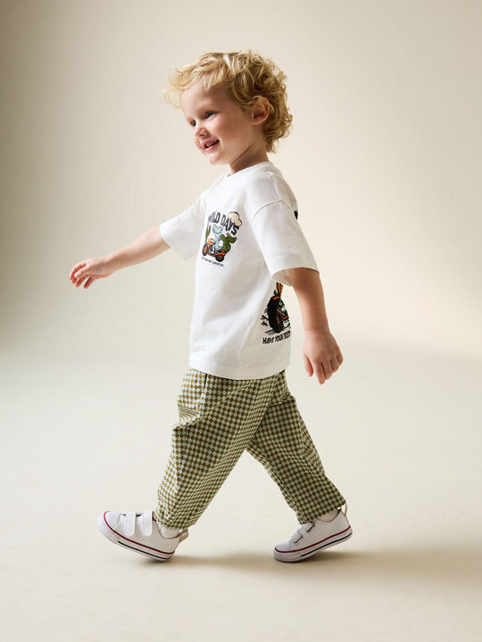 Green/Blue Mini Harlequin Barrel Pull On Trousers (3mths-7yrs) (3mths-7yrs)