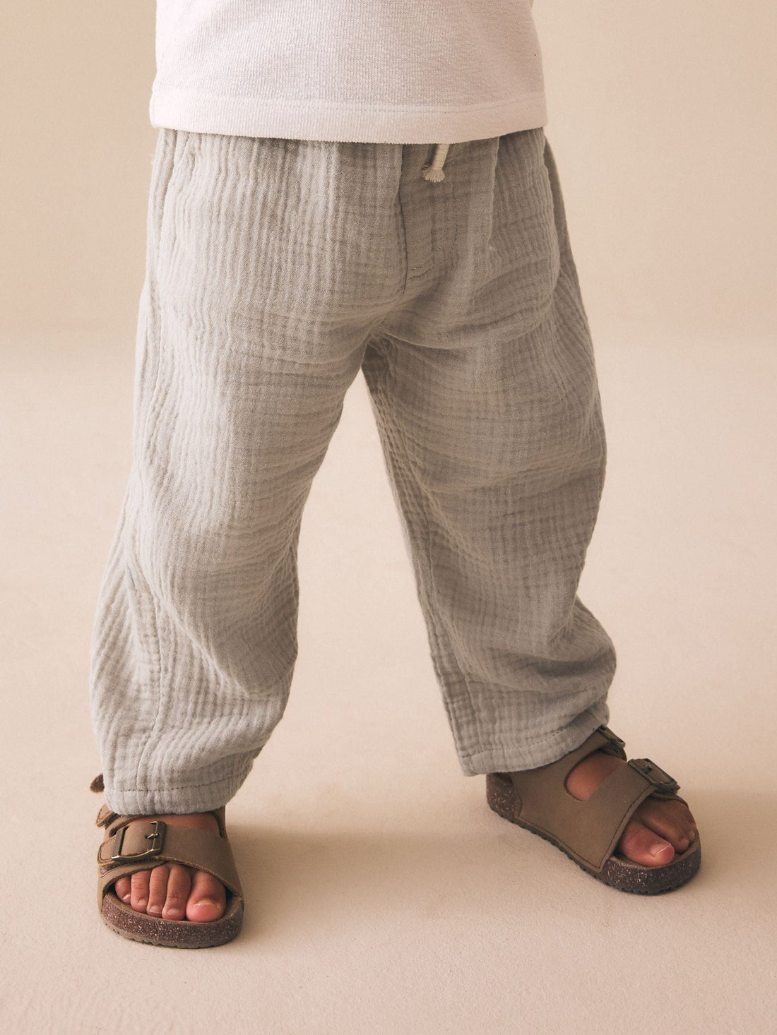 Neutral Soft Textured Pull On Trousers (3mths-7yrs)