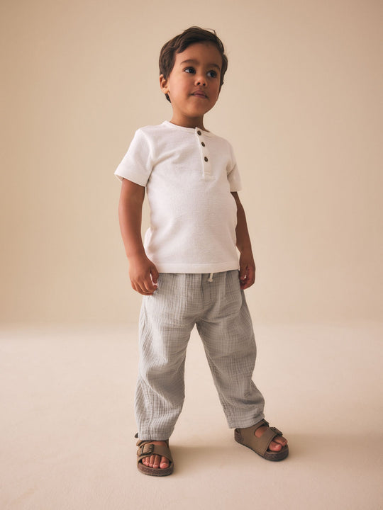 Neutral Soft Textured Pull On Trousers (3mths-7yrs)