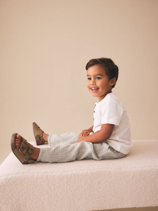 Neutral Soft Textured Pull On Trousers (3mths-7yrs)