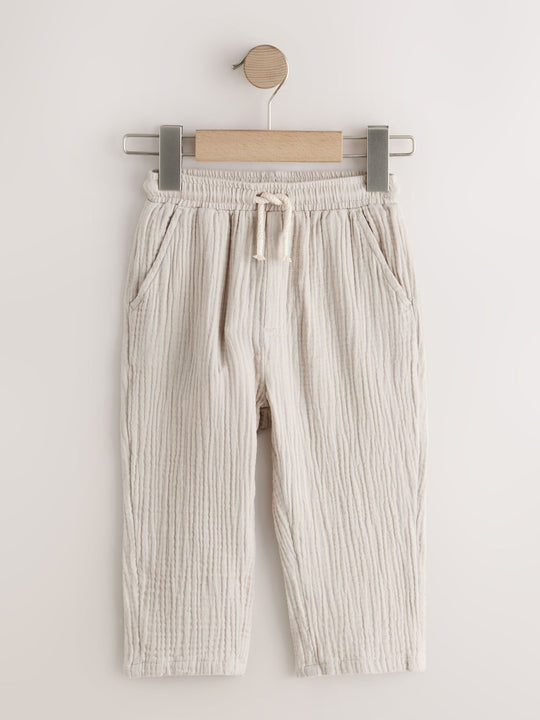 Neutral Soft Textured Pull On Trousers (3mths-7yrs)