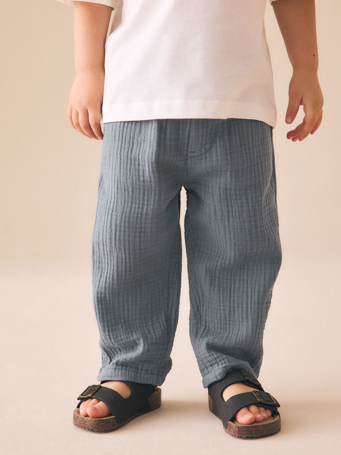 Blue Soft Textured Pull On Trousers (3mths-7yrs)