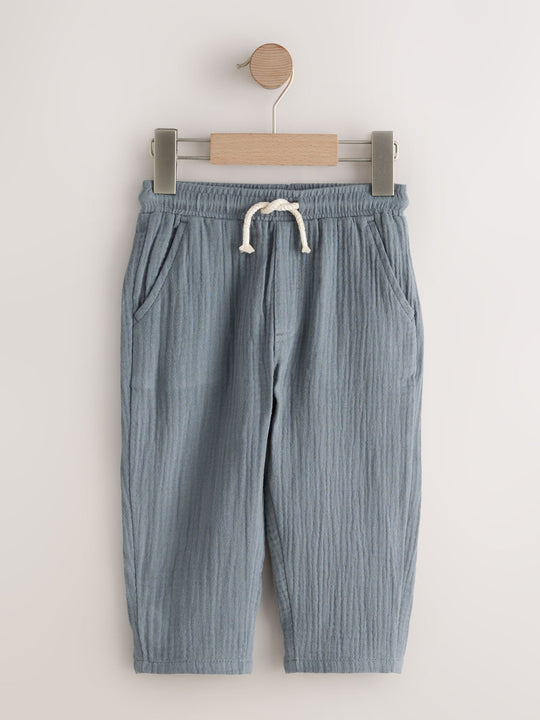 Blue Soft Textured Pull On Trousers (3mths-7yrs)