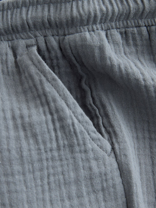 Blue Soft Textured Pull On Trousers (3mths-7yrs)