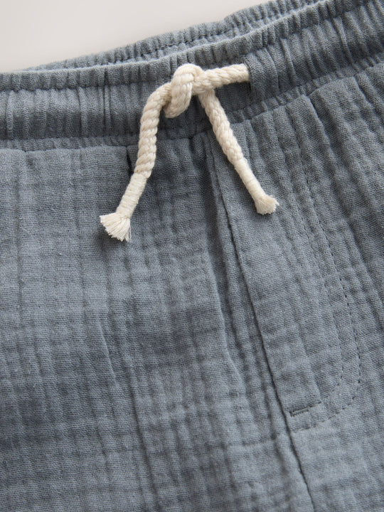 Blue Soft Textured Pull On Trousers (3mths-7yrs)