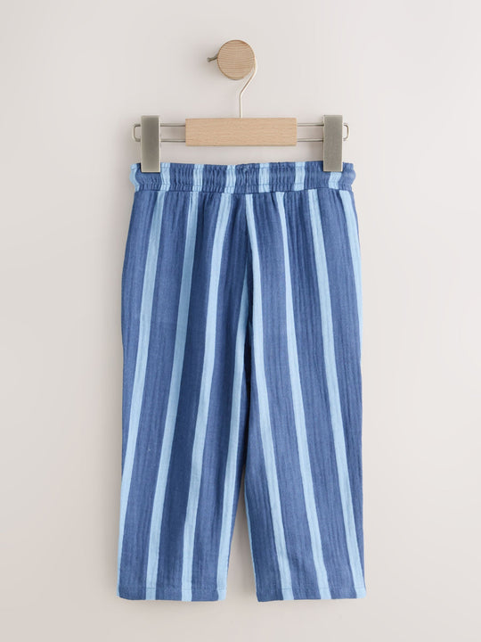 Blue Navy Striped Soft Textured Pull On Trousers (3mths-7yrs)