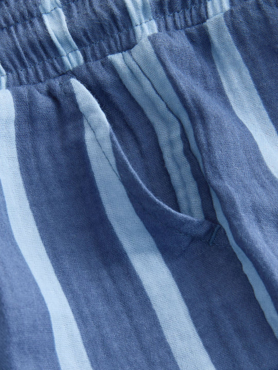 Blue Navy Striped Soft Textured Pull On Trousers (3mths-7yrs)