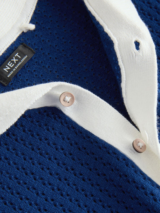 Navy Blue Knitted Polo Shirt and Shorts Set (3mths-10yrs)