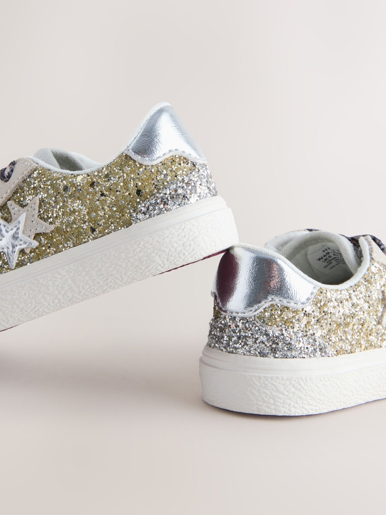 Gold Glitter Star Lace-Up Trainers