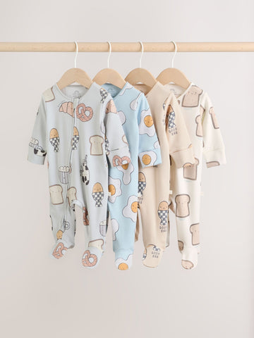 Minerals 4 Pack Two Way Zip Baby Sleepsuits (0mths-2yrs)