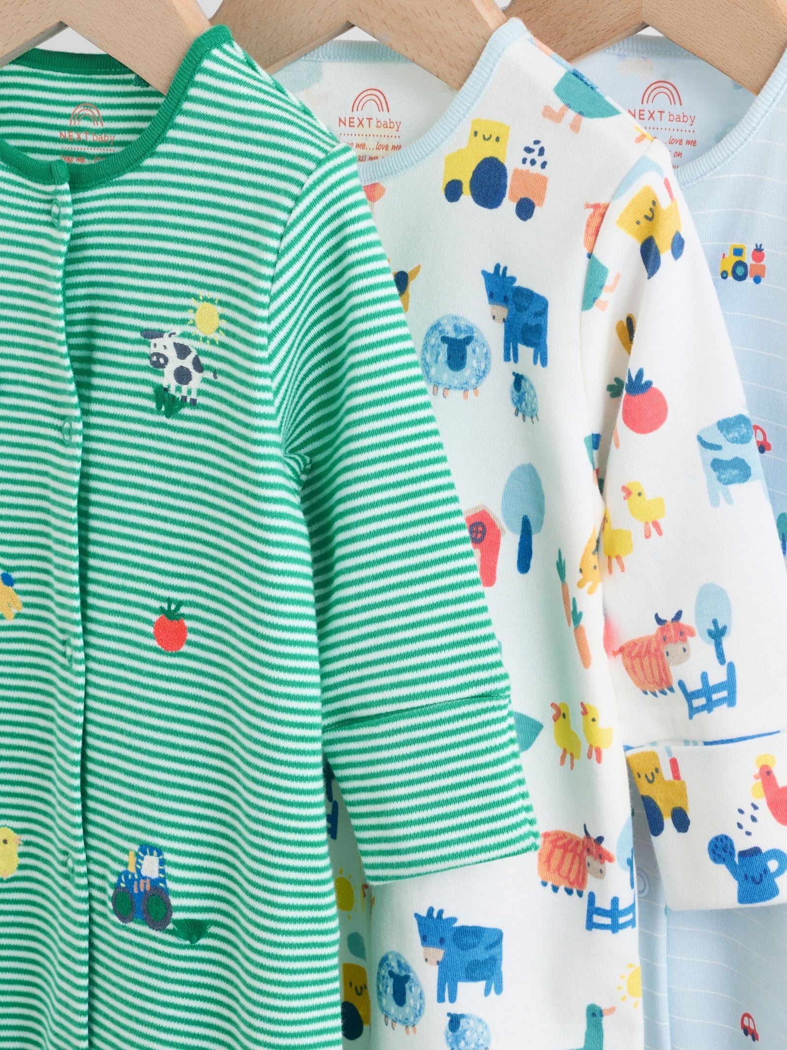 Multi Farm Baby Sleepsuits 3 Pack (0-2yrs)