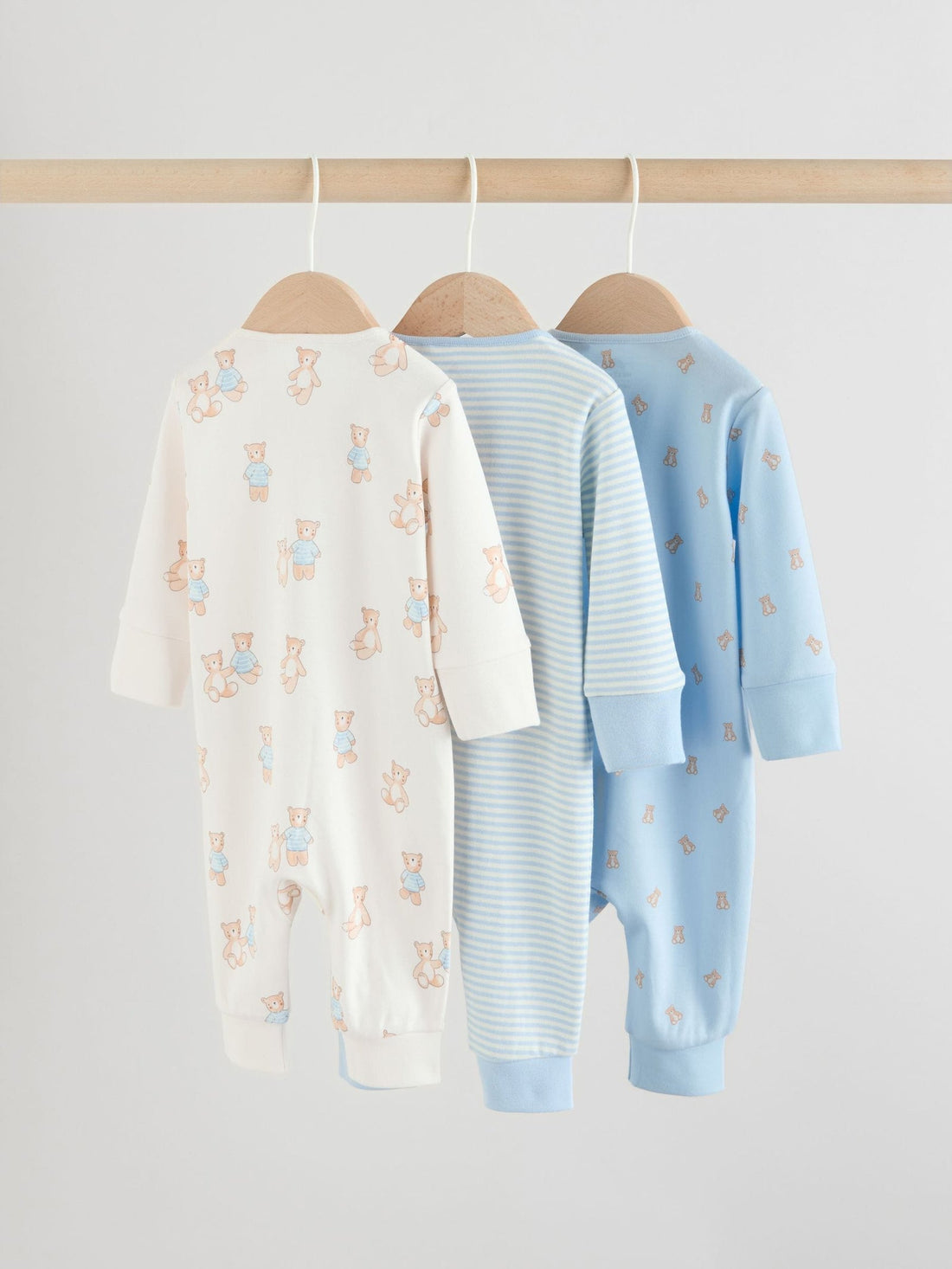 Blue Bear Milk Club Two Way Zip Baby Sleepsuits 3 Pack (0mths-3yrs)