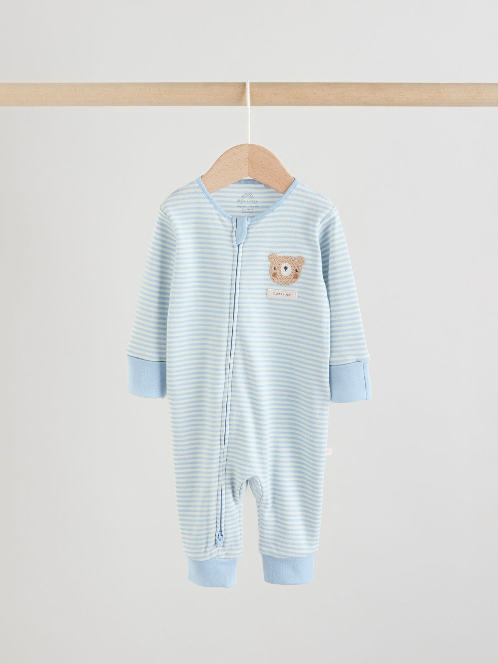Blue Bear Way Zip Baby Sleepsuits 3 Pack (0mths-3yrs)