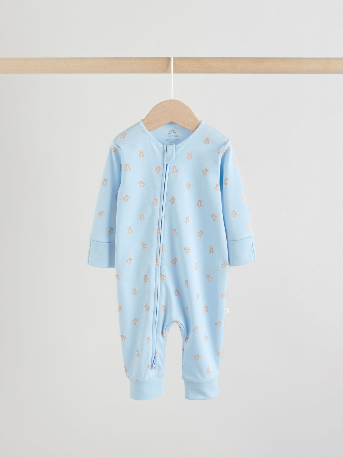 Blue Bear Way Zip Baby Sleepsuits 3 Pack (0mths-3yrs)