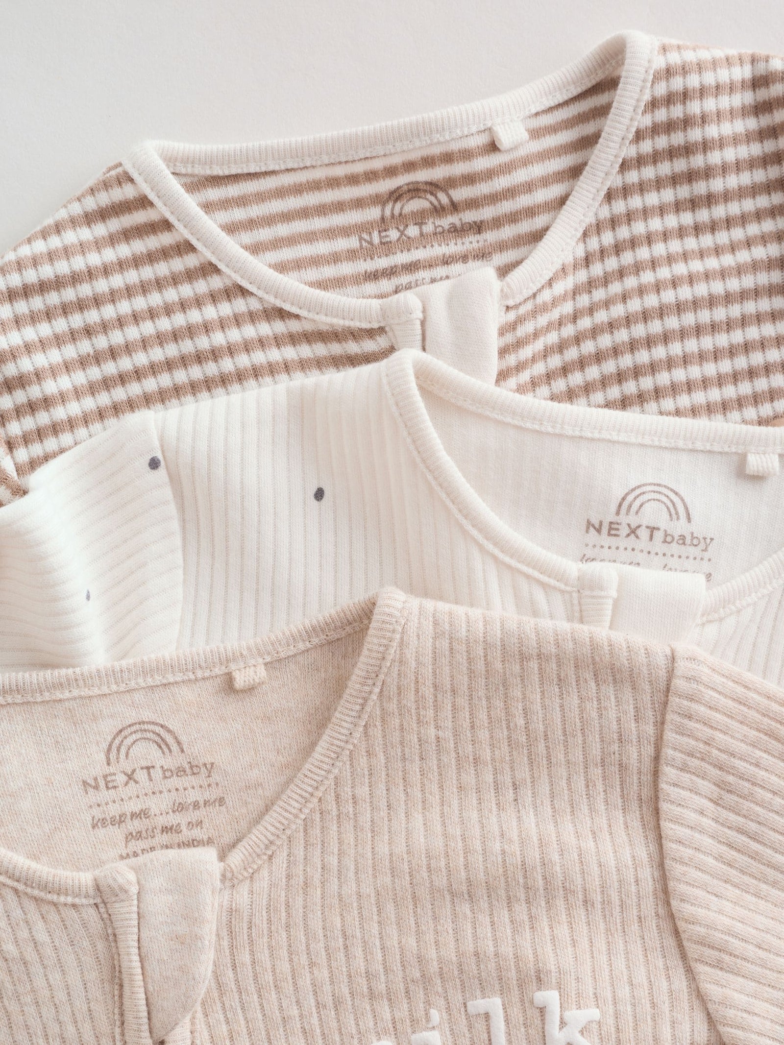 Neutral Milkclub Two Way Zip Baby Sleepsuits 3 Pack