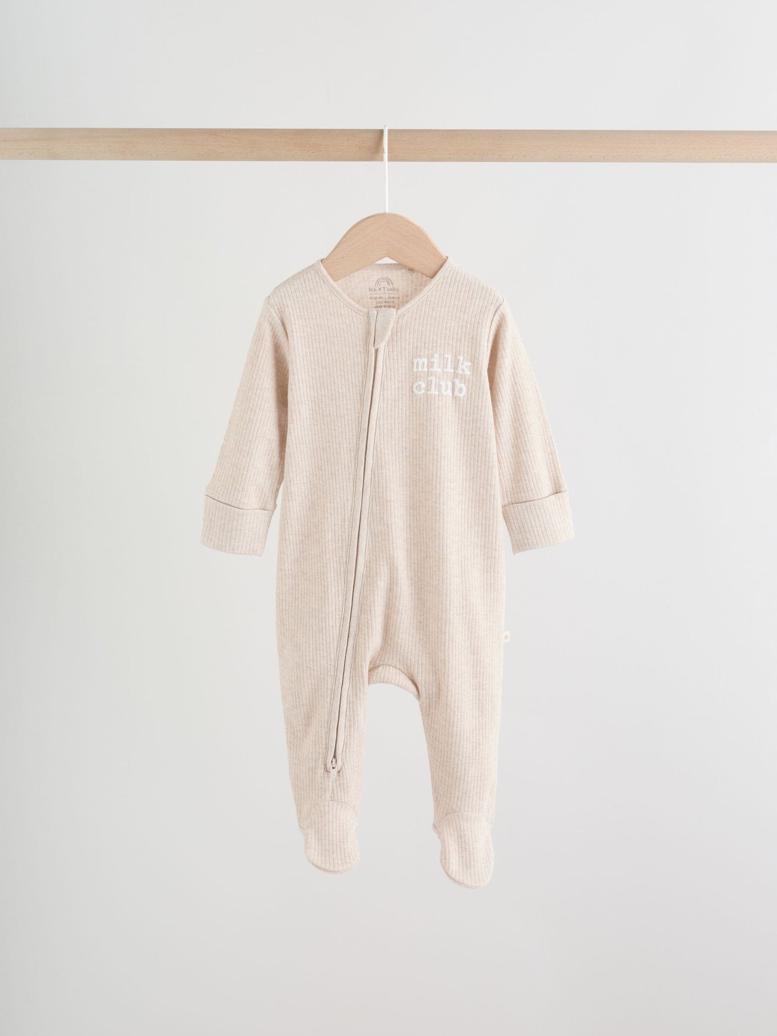 Neutral Milkclub Two Way Zip Baby Sleepsuits 3 Pack (0-2yrs)