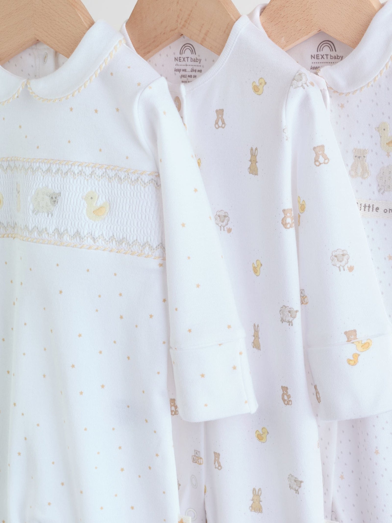 White Collar Baby Sleepsuits 3 Pack (0-2yrs)