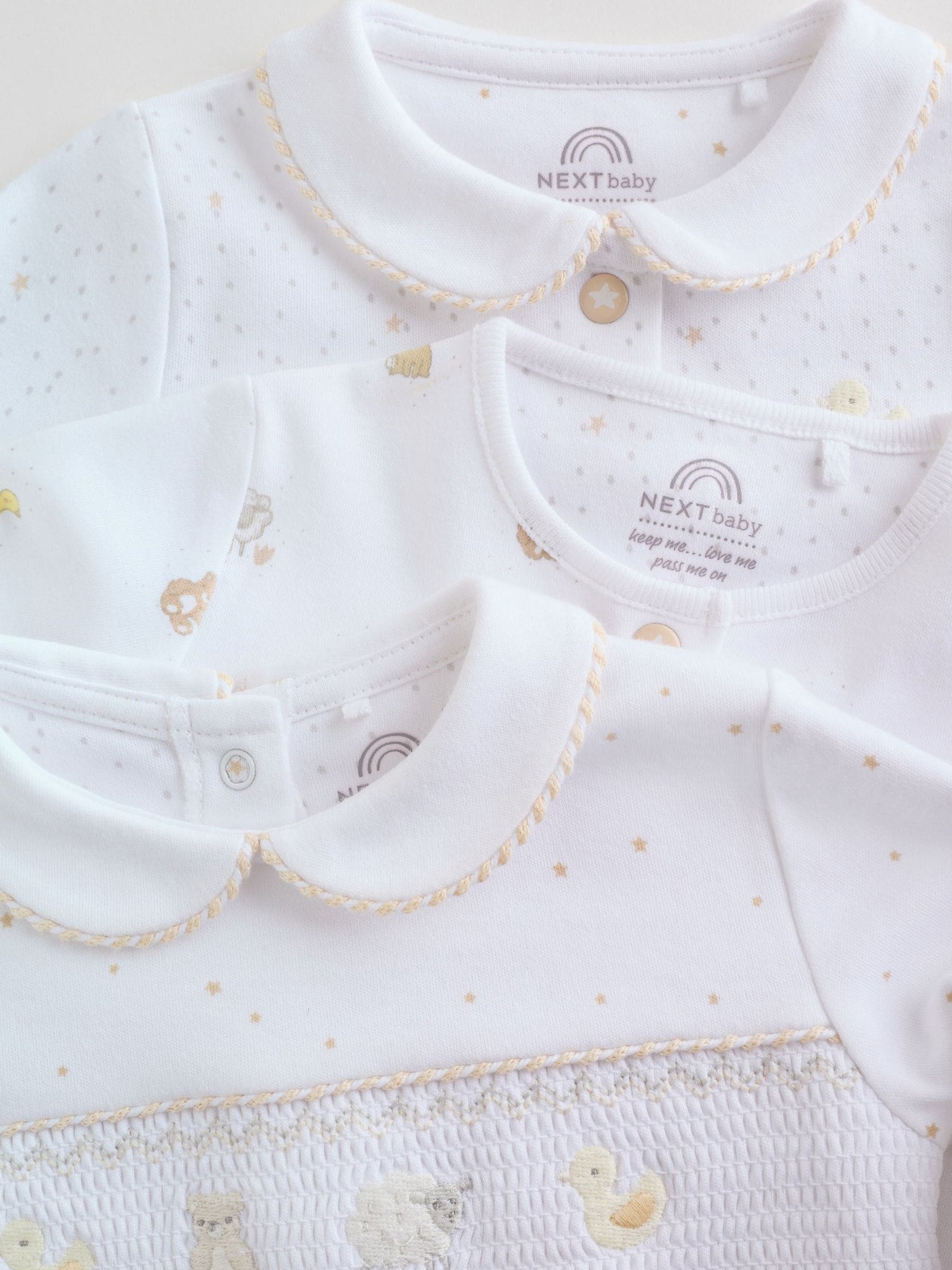 White Collar Baby Sleepsuits 3 Pack (0-2yrs)