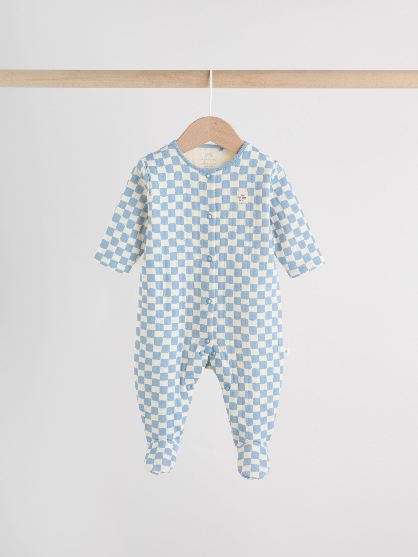 Blue 2 Pack Quilted Baby Sleepsuits